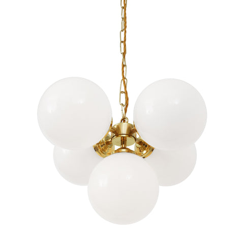 Yaounde 5 globe chandelier | polished brass