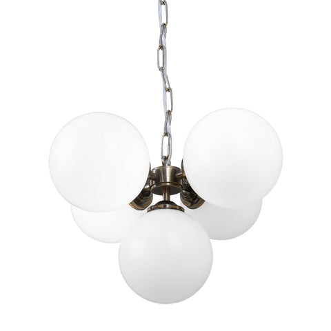 Yaounde 5 globe chandelier | antique silver