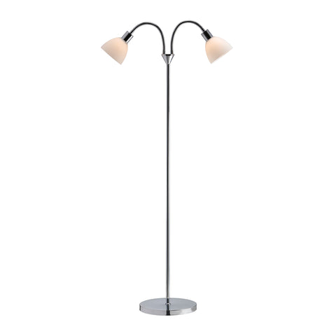 Ray double floor lamp | chrome opal white