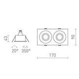 Gallo double recessed dir IP65 | black