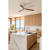 Lantau L ⌀132 with light | satin nickel and walnut