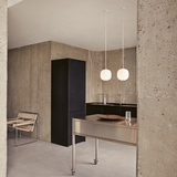 VL 45 Radiohus pendant ⌀17-37 | brass / glossy white opal glass