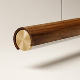 Akeno pendant | brass and brown wood