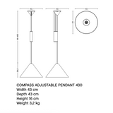 Compass adjustable pendant ⌀43 | brushed aluminium