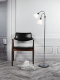 Ray double floor lamp | chrome opal white
