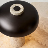 Reverse table lamp | travertine and bronzed brass