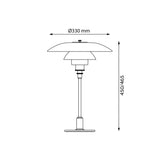 PH 3½-2½ glass table | chrome plated