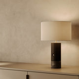 Sano table | brown marble and dark wood