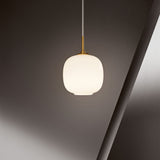 VL 45 Radiohus pendant ⌀17-37 | brass / glossy white opal glass