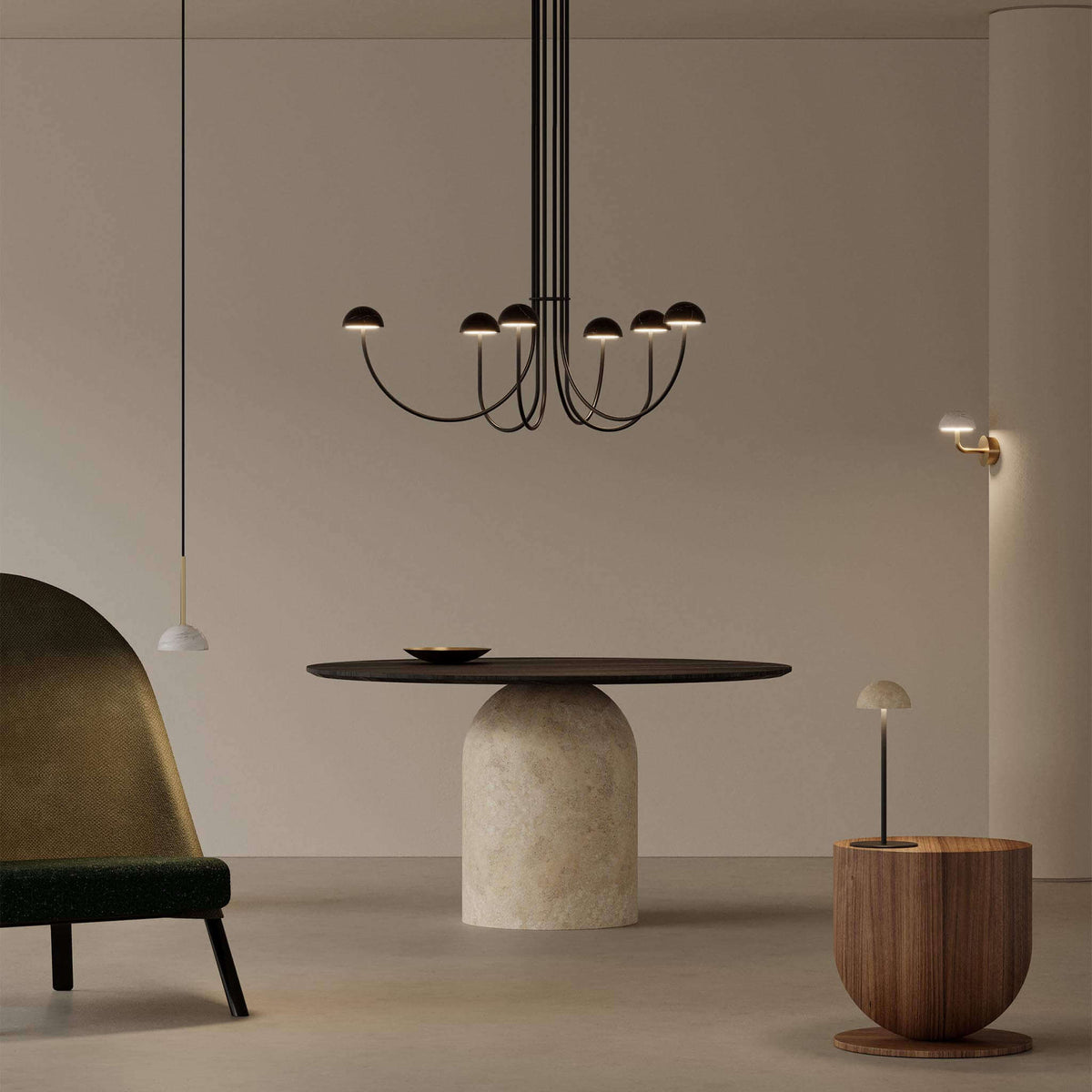 Dussa chandelier ceiling lamp marble matt black - Candeeiro de teto ...